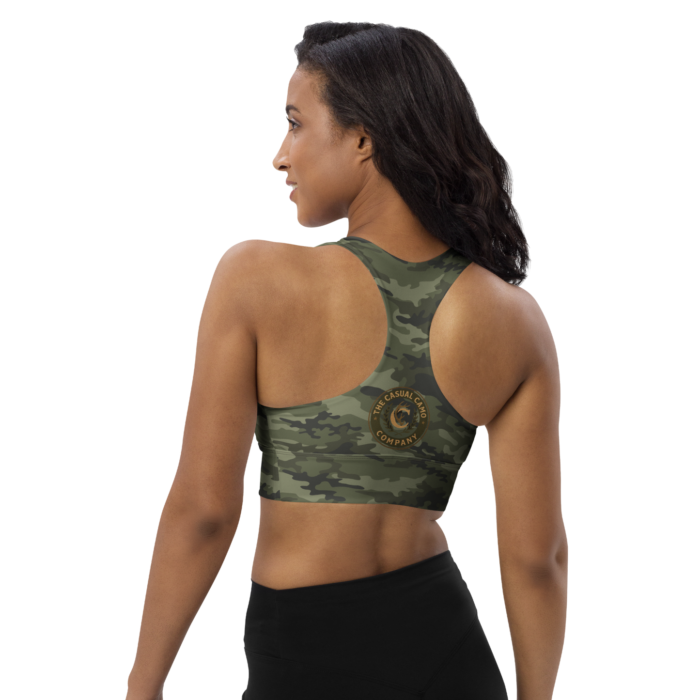 The Casual Camo Company Longline Sports Bra by K-LINE GEAR LLC