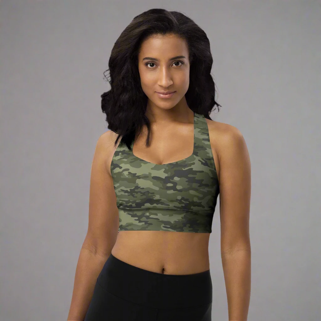 The Casual Camo Company Longline Sports Bra by K-LINE GEAR LLC