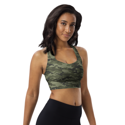 The Casual Camo Company Longline Sports Bra by K-LINE GEAR LLC