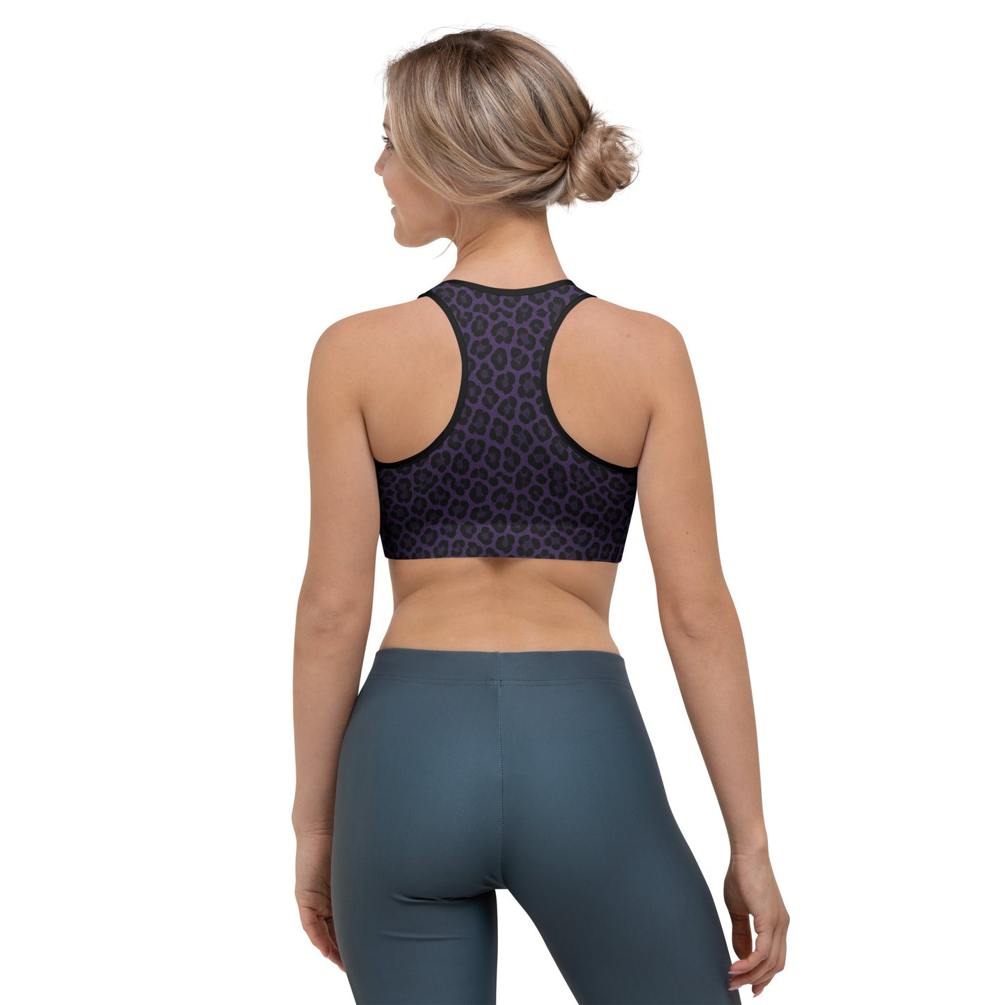 Purple Panther Print Sports Bra