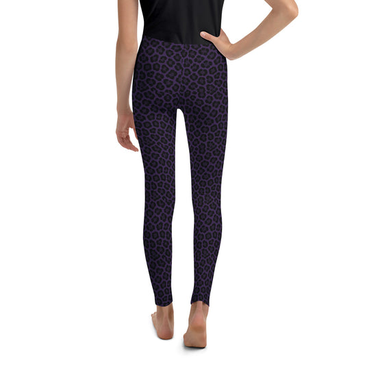 Purple Panther Print Youth Leggings