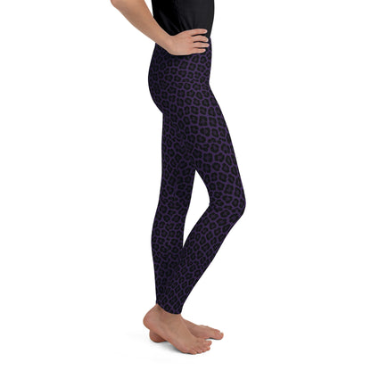 Purple Panther Print Youth Leggings