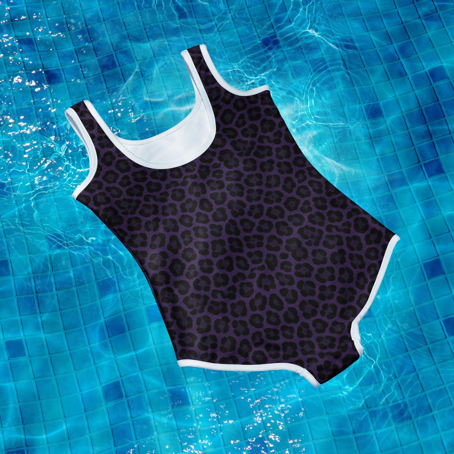Purple Panther Print One-Piece Youth Swimsuit
