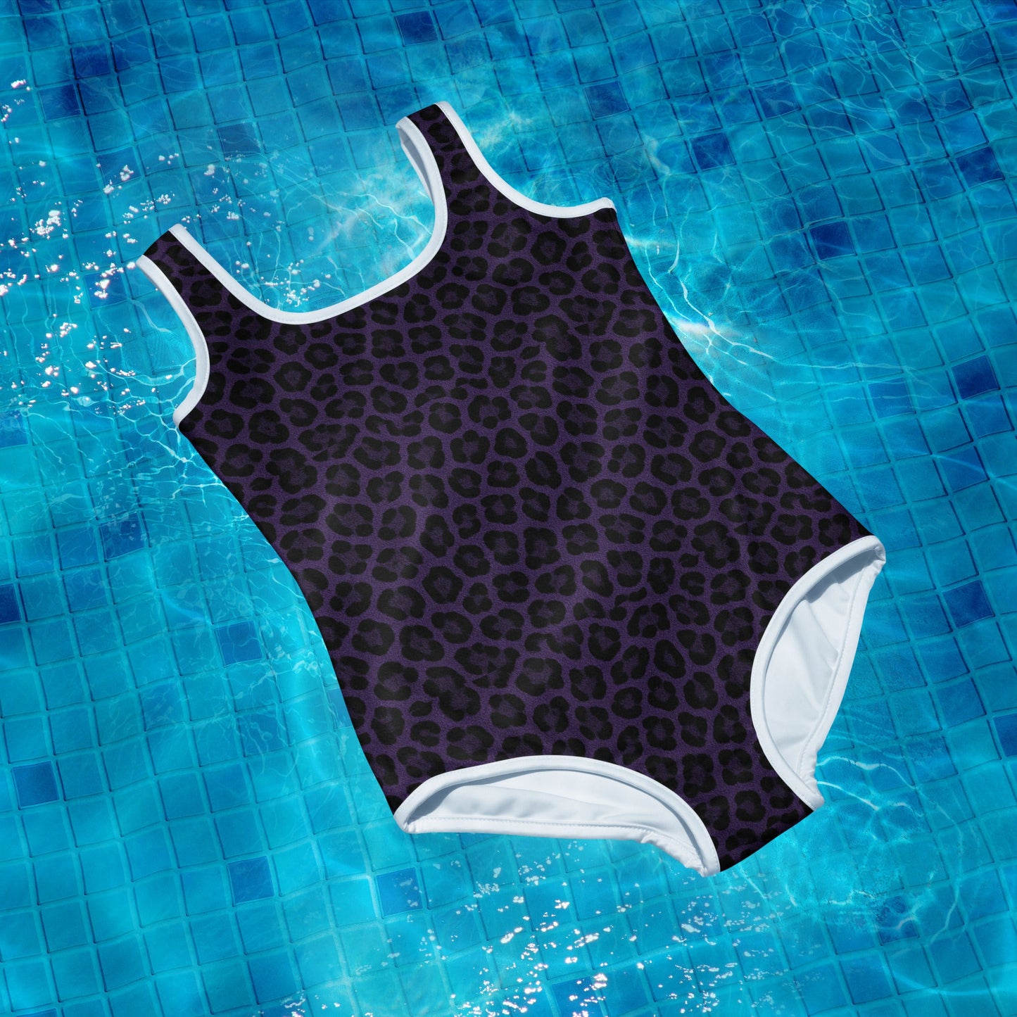 Purple Panther Print One-Piece Youth Swimsuit