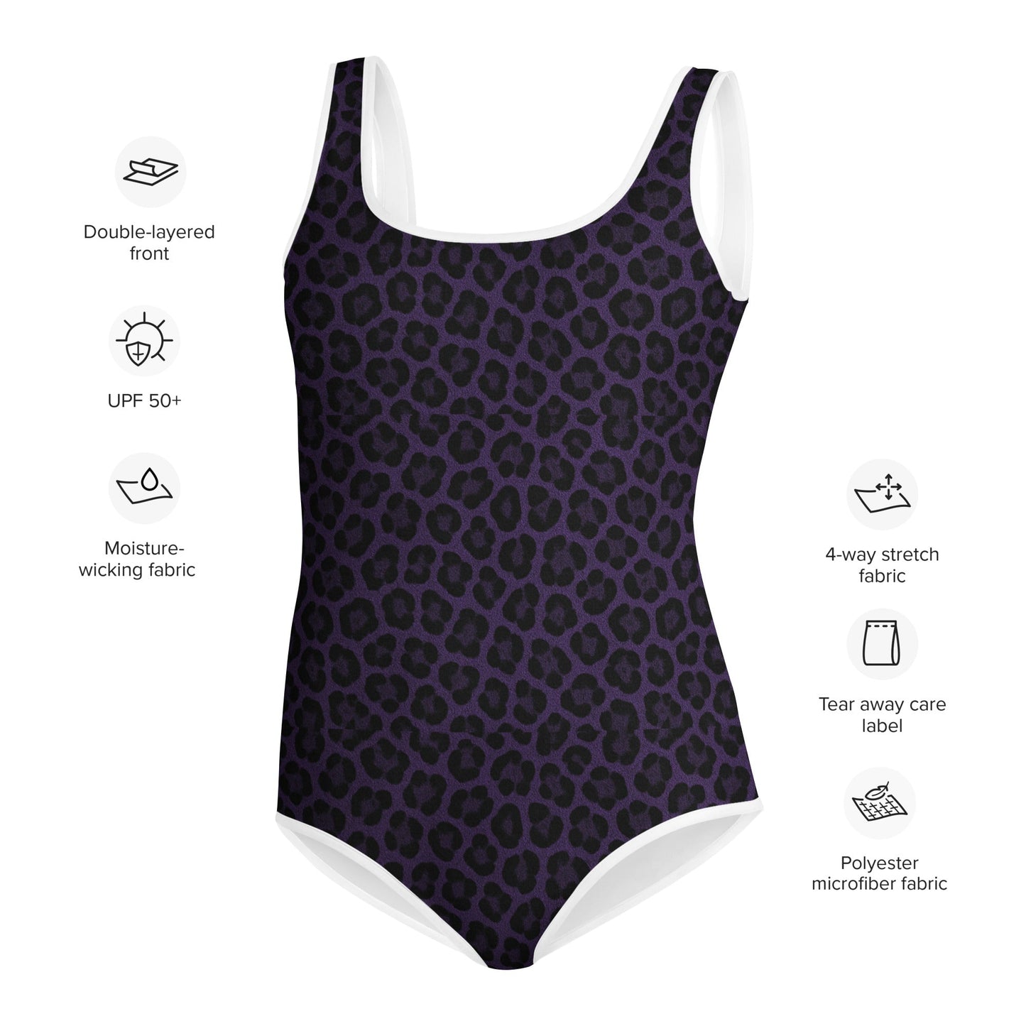 Purple Panther Print One-Piece Youth Swimsuit