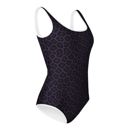 Purple Panther Print One-Piece Youth Swimsuit