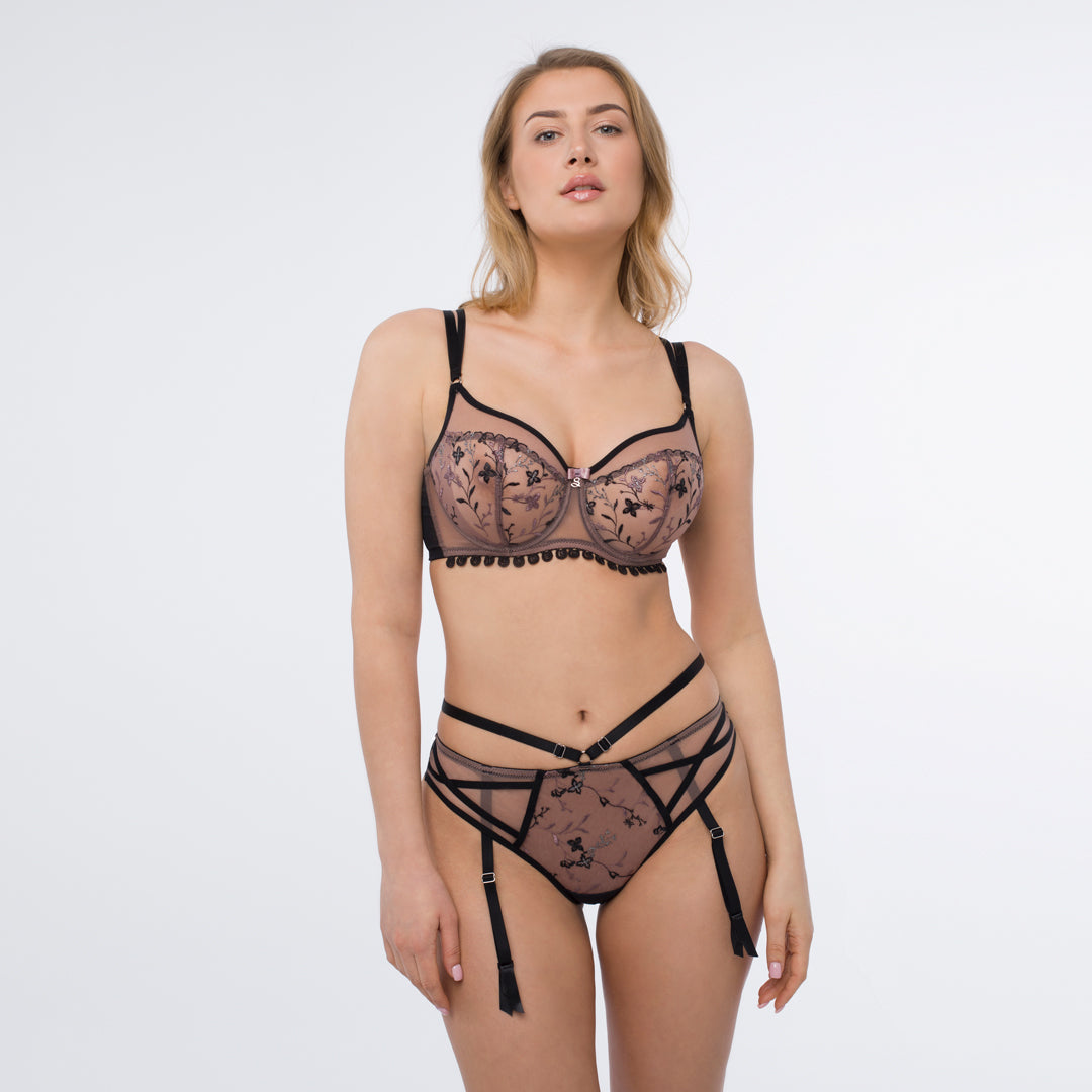 Samanta Antinea Black Transparent Embroidered Underwire Bra
