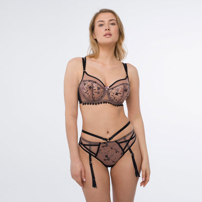 Samanta Antinea Black Transparent Embroidered Underwire Bra