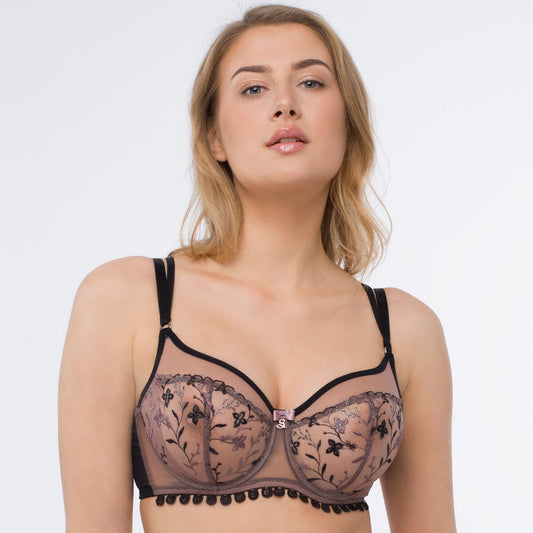 Samanta Antinea Black Transparent Embroidered Underwire Bra