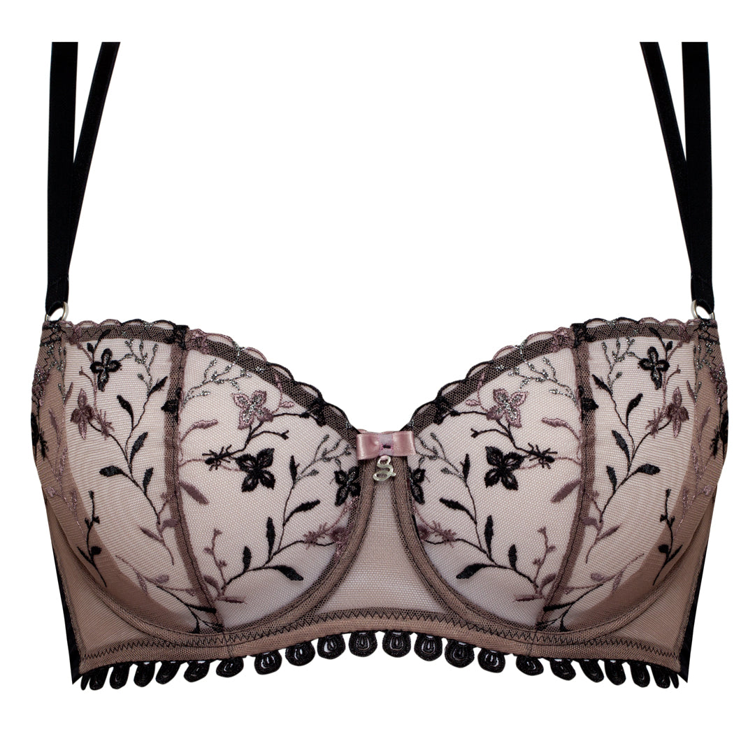 Samanta Antinea Black Transparent Embroidered Balconette Bra