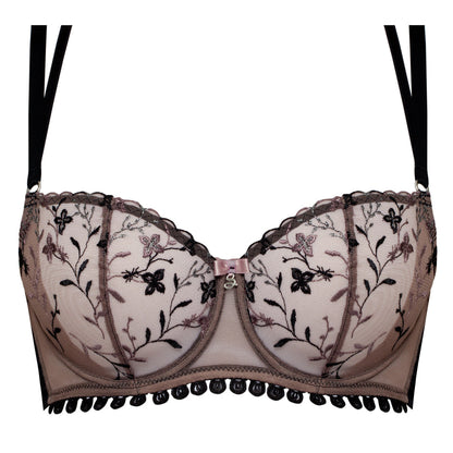 Samanta Antinea Black Transparent Embroidered Balconette Bra