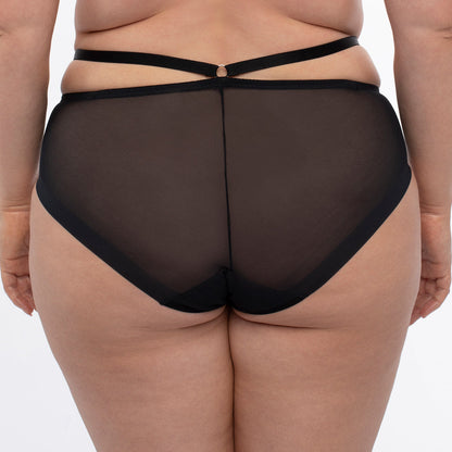 Samanta Antinea Black Transparent Tulle Embroidered Bikini Panty