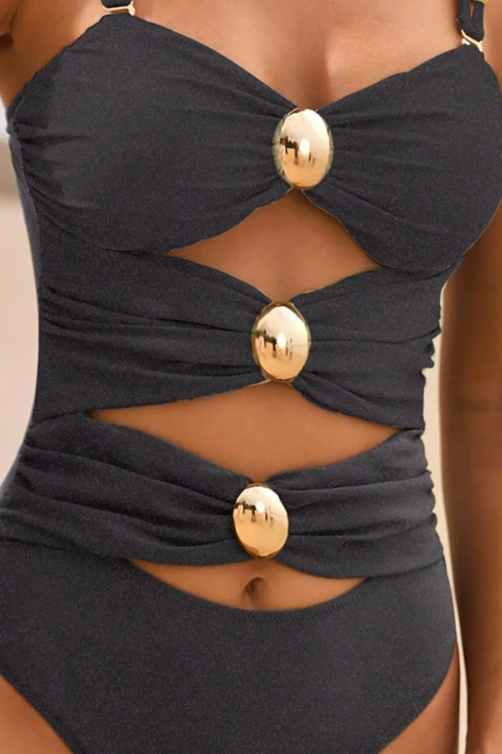 Cutout Ruched Sweetheart Neck One-Piece Swimwear by Trendsi