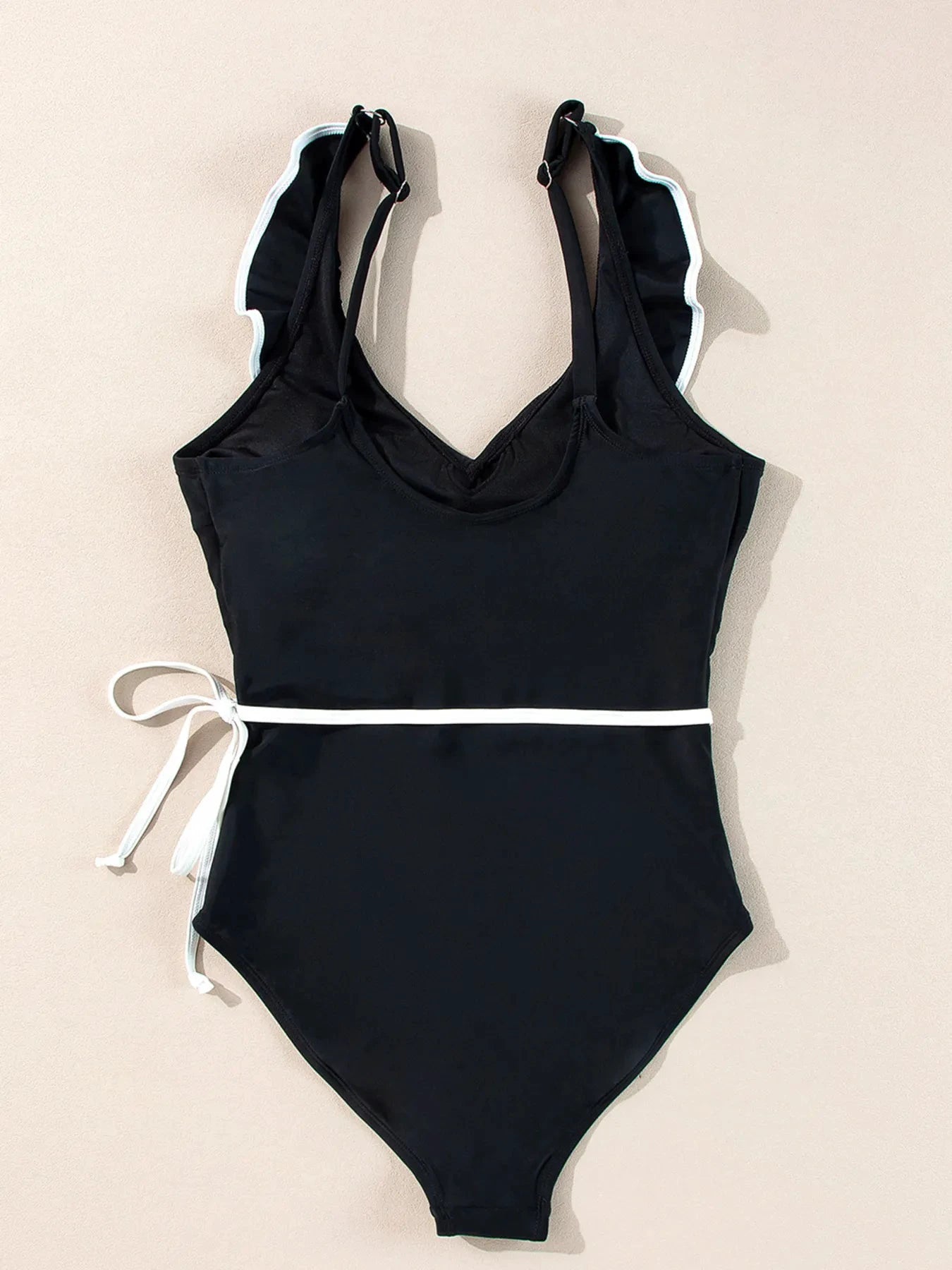 Ruffle Trim V-Neck One-Piece Swimsuit by Trendsi