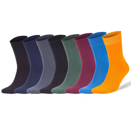 Men’s Dress Socks 8 Pairs Assorted Colors Size 8-11.5 Soft Comfortable Odor-Resistant Eco-Friendly by AWS/American Made