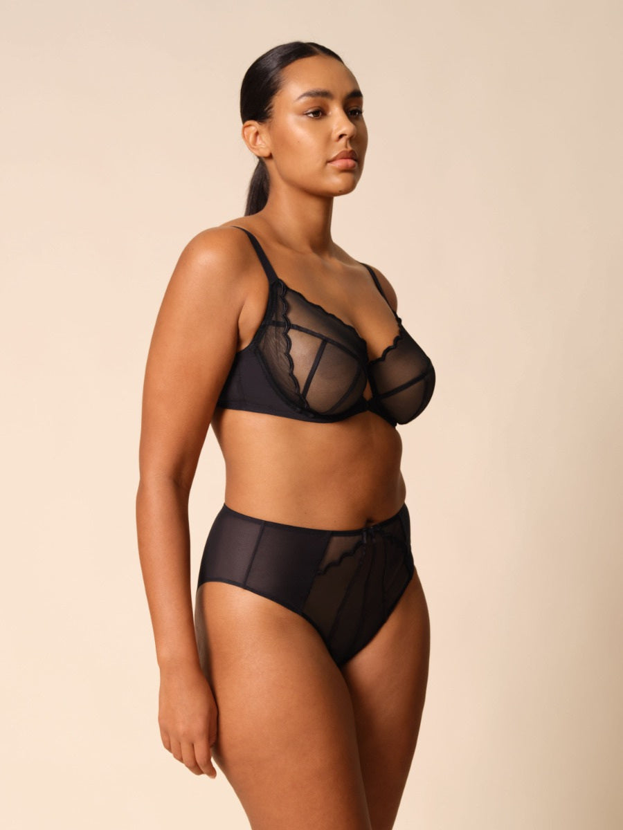 Gossard Obsession Black Sheer Deep Brief Panty