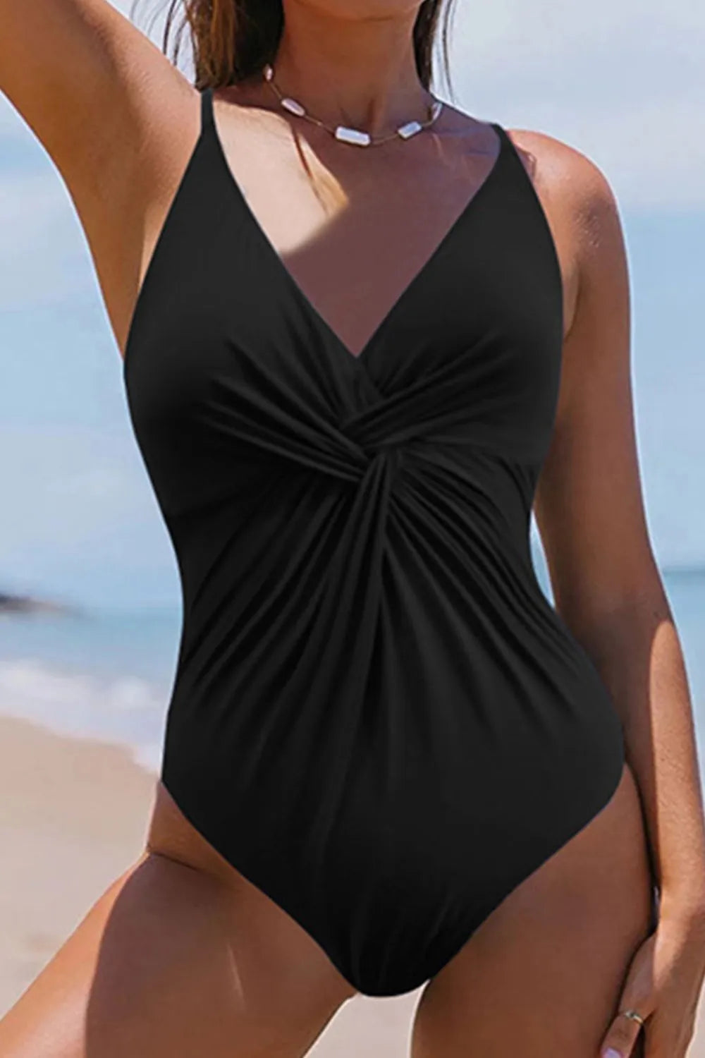 Twisted Crisscross V-Neck One-Piece Swimwear by Trendsi