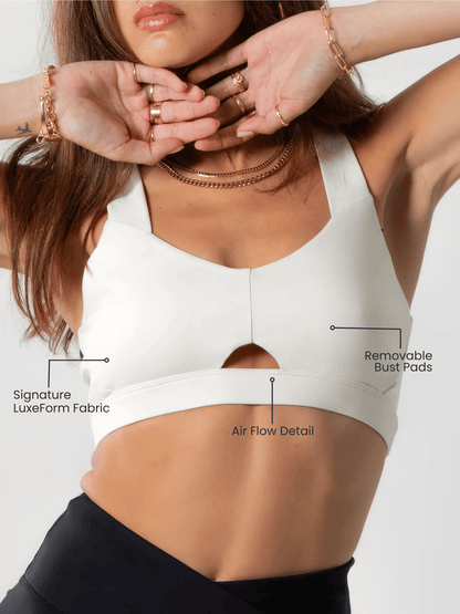 Tender Resolve Heart-Neck Sports Bra – Beige