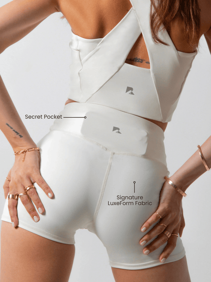 Ivory Pace Criss-Cross 5-Inch Shorts – Beige