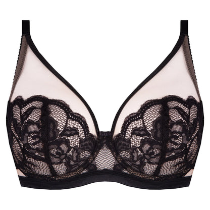 Sheer Mesh Lace Plunge Bra Carmella-1