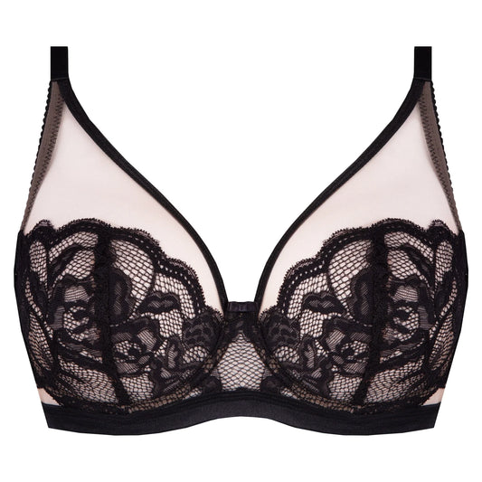 Sheer Mesh Lace Plunge Bra Carmella-1