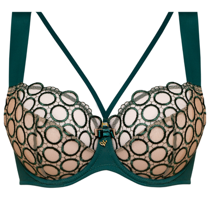 Samanta Boobie Emerald Sheer Mesh Tulle Tulip Seam Balconette Bra