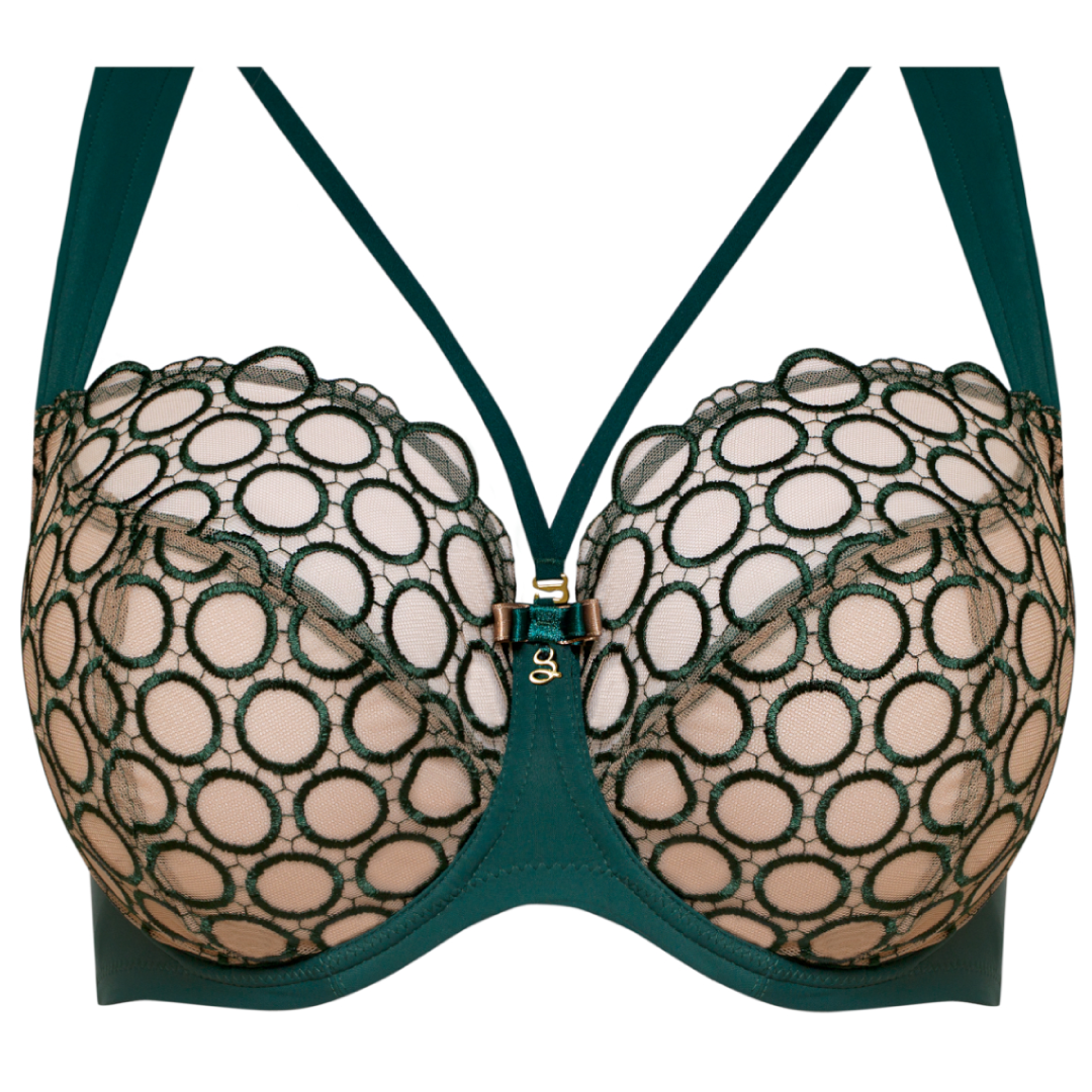 Samanta Boobie Emerald Sheer Mesh Tulle Tulip Seam Balconette Bra