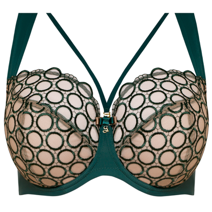 Samanta Boobie Emerald Sheer Mesh Tulle Tulip Seam Balconette Bra
