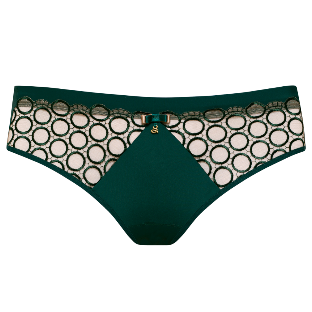 Samanta Boobie Emerald Sheer Mesh Tulle Embroidered Brief Panty