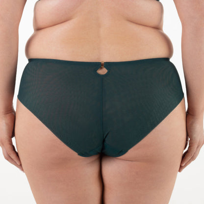 Samanta Boobie Emerald Sheer Mesh Tulle Embroidered Brief Panty