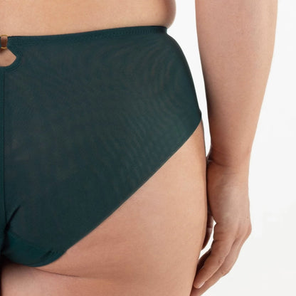 Samanta Boobie Emerald Sheer Mesh Tulle Embroidered Brief Panty