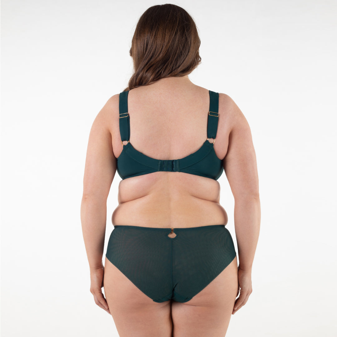 Samanta Boobie Emerald Sheer Mesh Tulle Embroidered Brief Panty