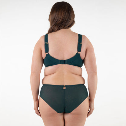 Samanta Boobie Emerald Sheer Mesh Tulle Embroidered Brief Panty