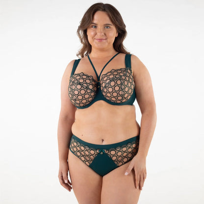 Samanta Boobie Emerald Sheer Mesh Tulle Tulip Seam Balconette Bra