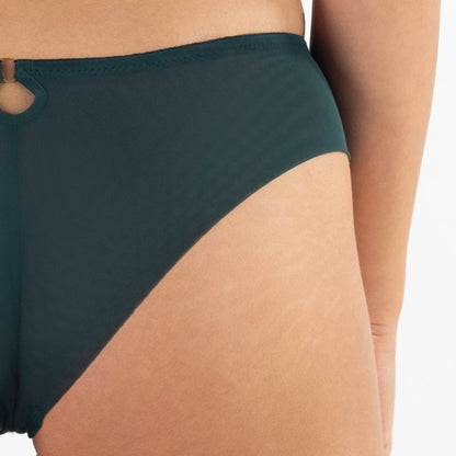 Samanta Boobie Emerald Sheer Mesh Tulle Embroidered Tanga Panty