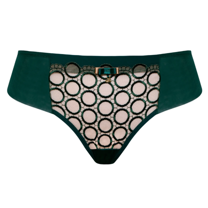 Sheer Mesh Tulle Embroidered Tanga Panty Boobie Emerald by Samanta Lingerie