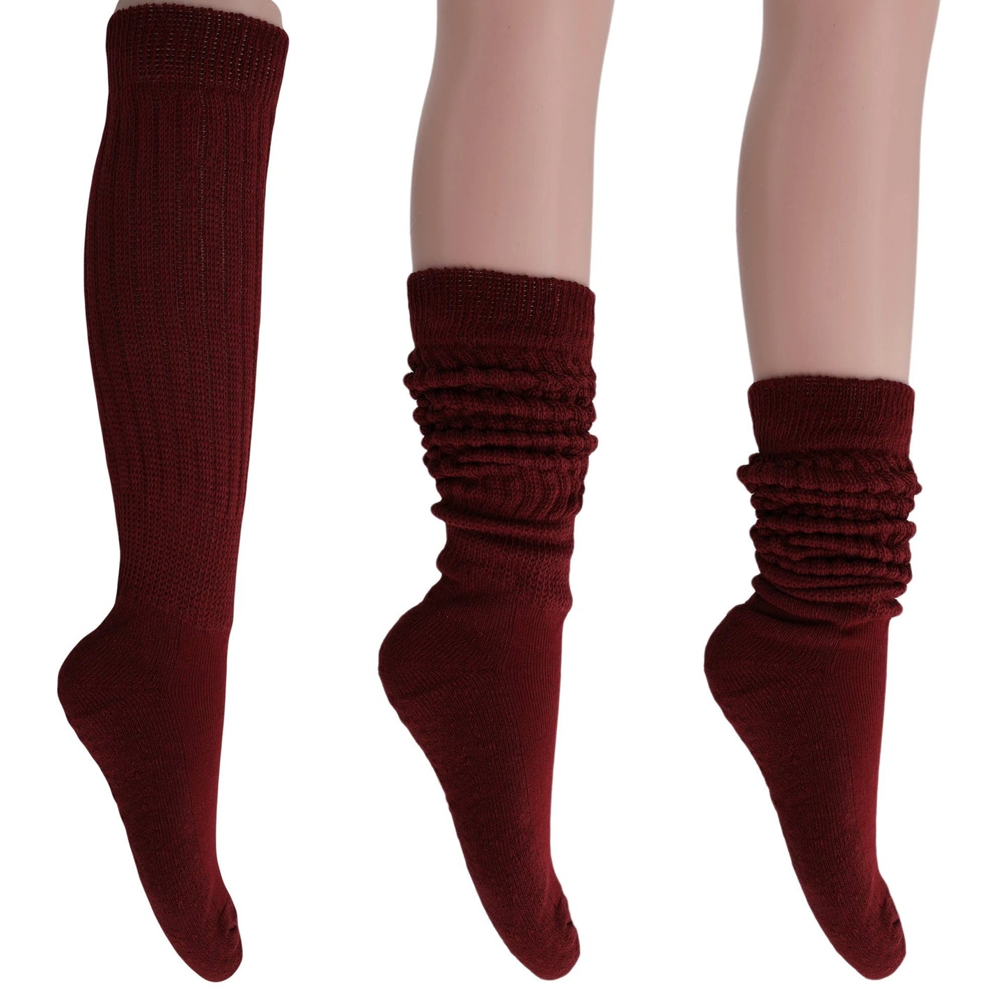 Women's Extra Long Heavy Slouch Cotton Socks – 3 Pairs, Size 9-11 by AWS/American Made