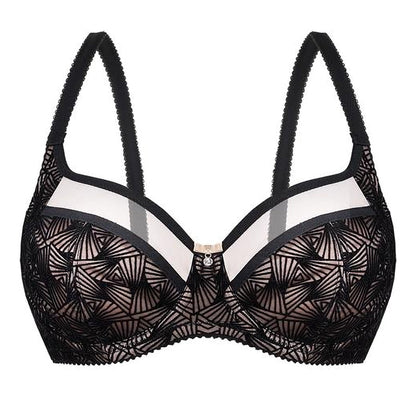 Semi-Sheer Soft Velvet Full Figure Underwire Bra Zoe-1