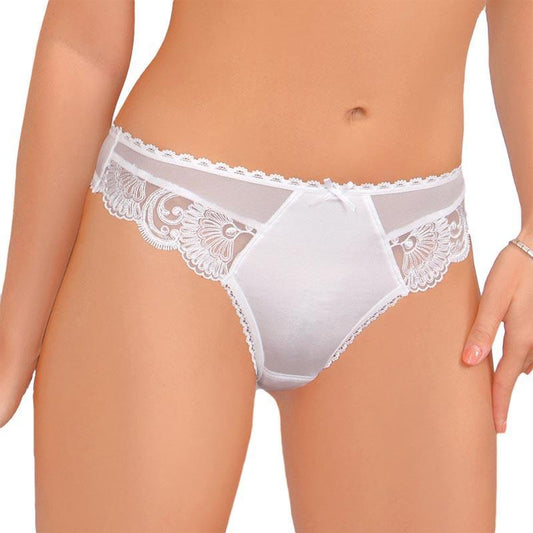 White Arabesque Embroidered Lingerie Thong