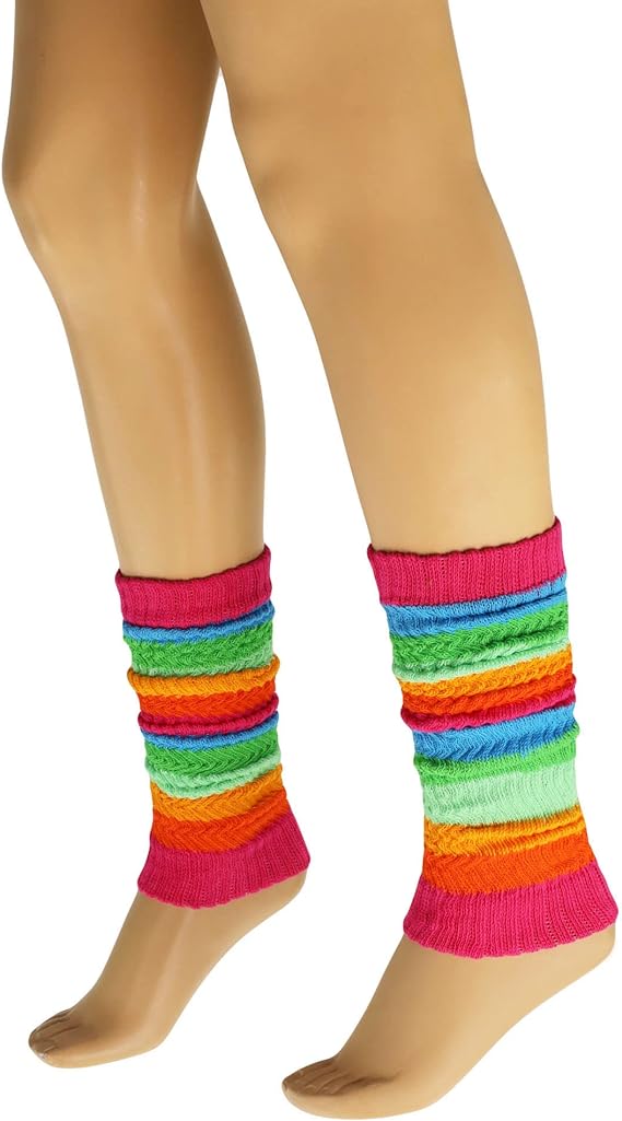 1 Pair Women’s Colorful Cotton Knitted Leg Warmers – 21 Inches – Soft, Stretchy & Stylish