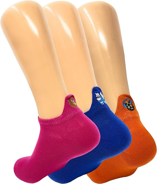 Women’s Dog Embroidered Ankle Socks – 3 Pairs, Low Cut, Soft & Comfortable – Size 5-7-0