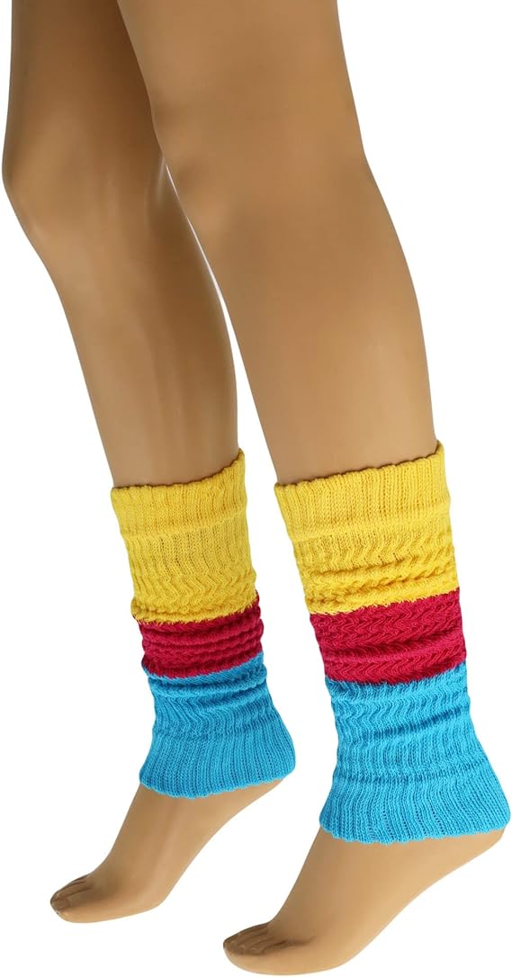 1 Pair Women’s Colorful Cotton Knitted Leg Warmers – 21 Inches – Soft, Stretchy & Stylish