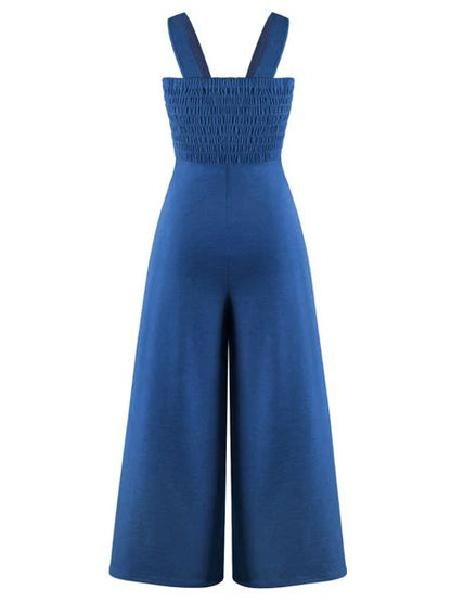 V-Neck Wide-Leg Jumpsuit with Pockets