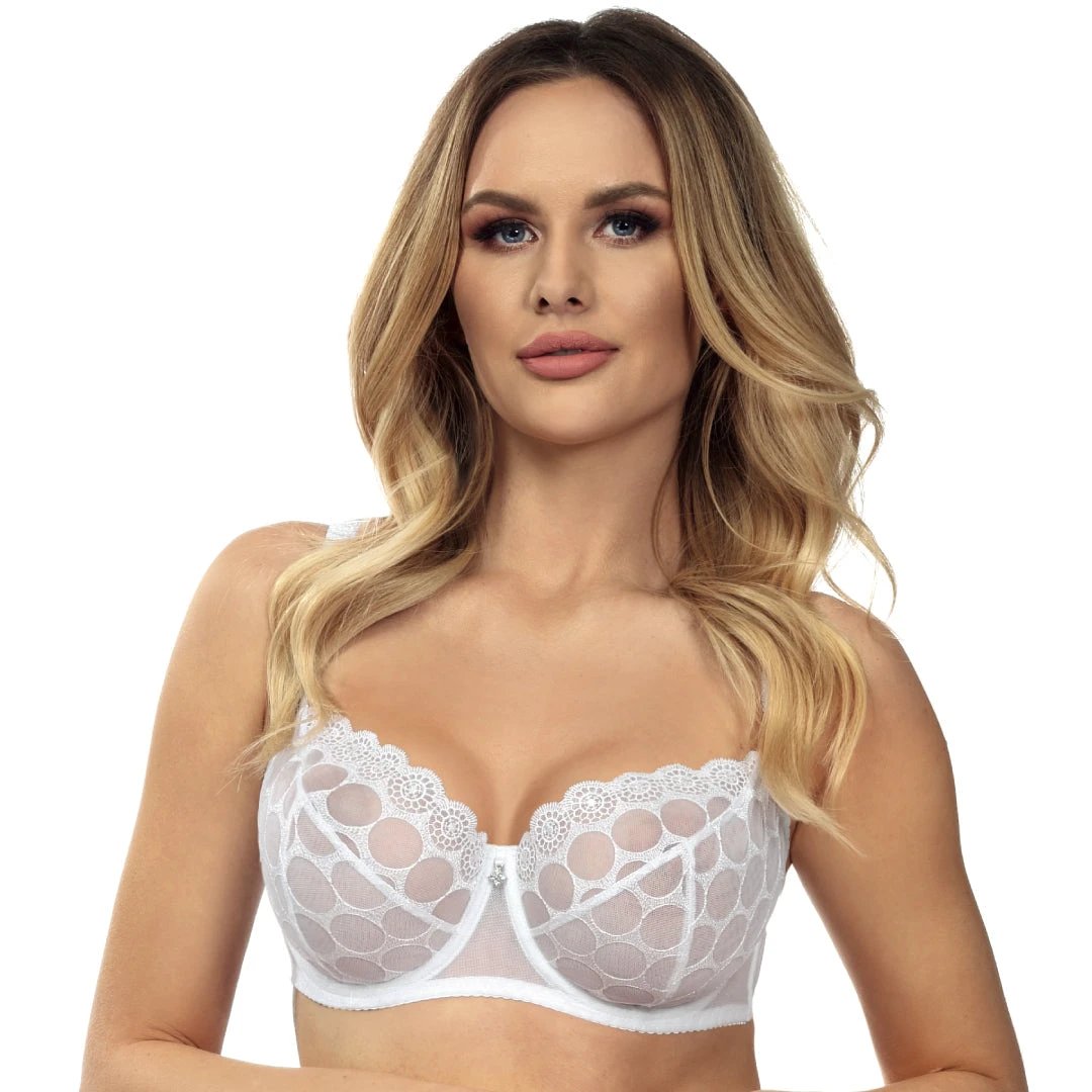 Sheer Lace Soft Cup Bra Coco White by Wiesmann Lingerie