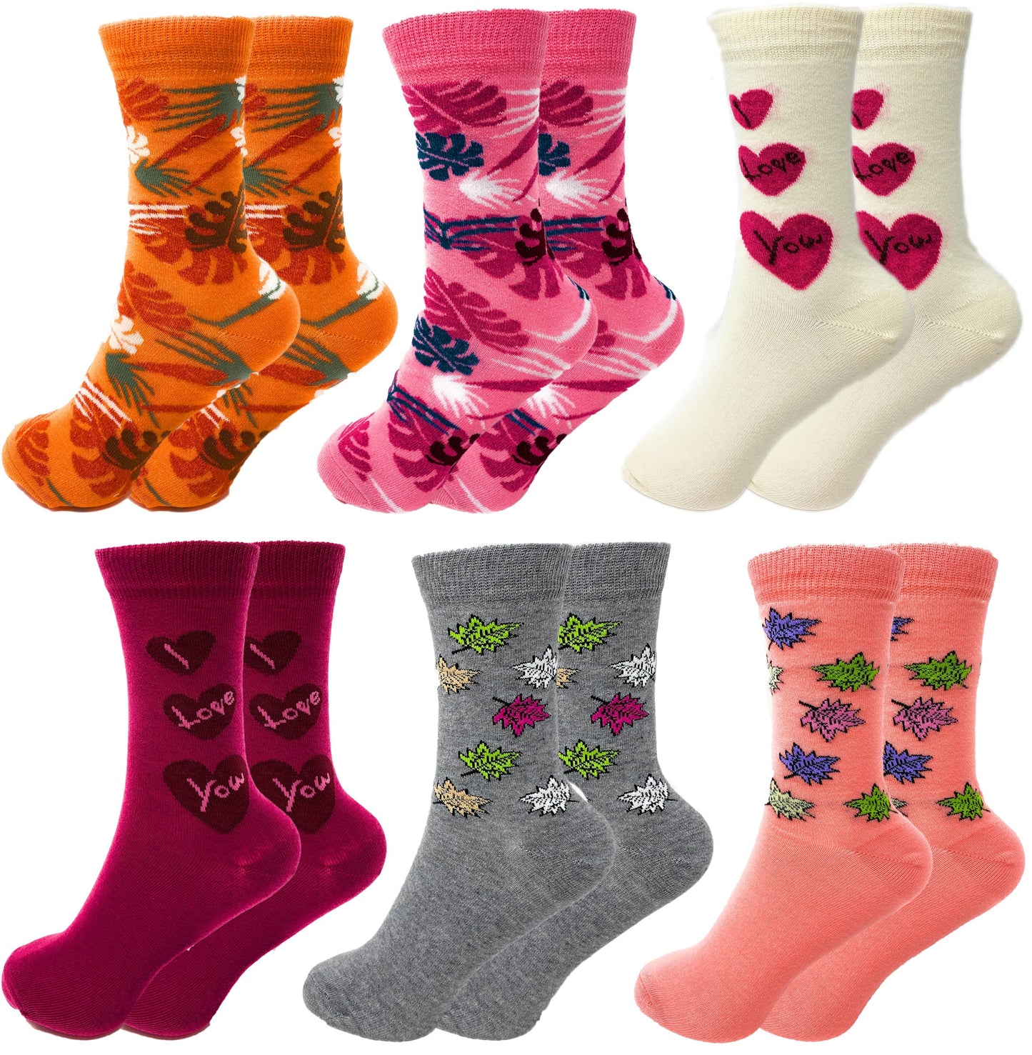 Women’s Combed Cotton Crew Socks – 6 Pairs, Colorful Soft & Breathable, Shoe Size 5-10, Moisture-Wicking