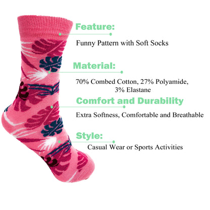 Women’s Combed Cotton Crew Socks – 6 Pairs, Colorful Soft & Breathable, Shoe Size 5-10, Moisture-Wicking