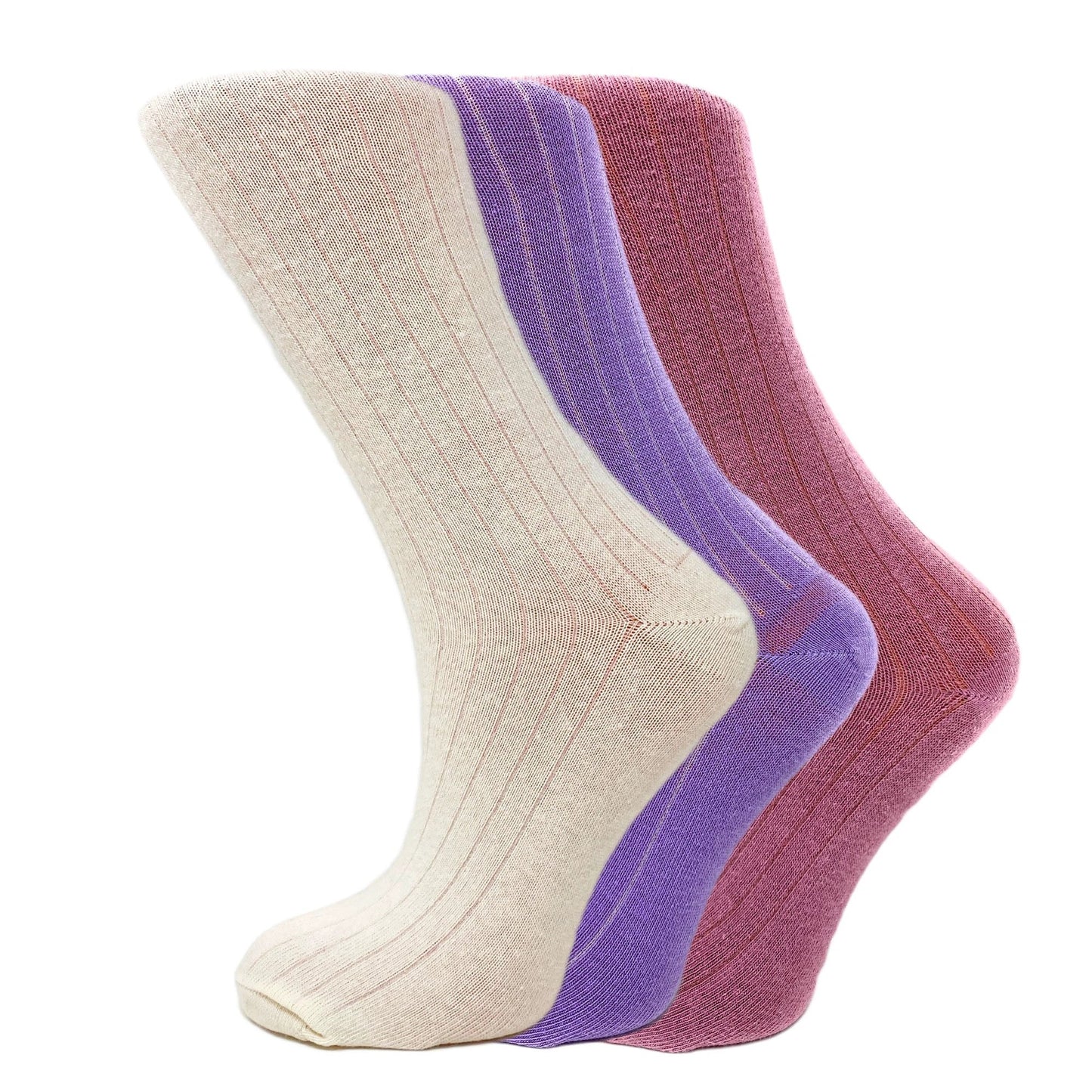 3 Pairs of Women's Mid-Calf Colorful Socks - Soft, Breathable, & Moisture-Wicking by M.O.S