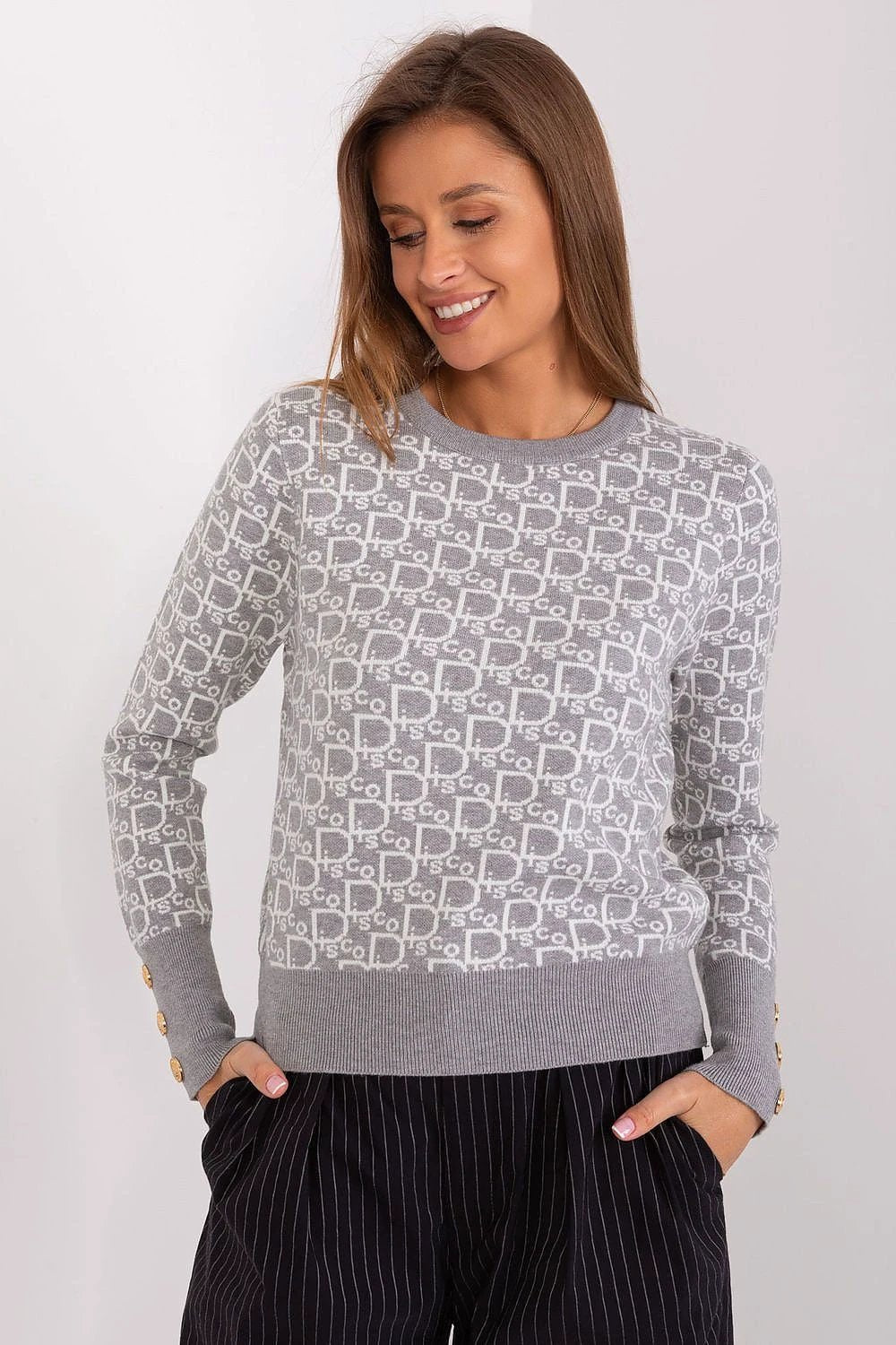 Jumper AT Classic Round Neck Long Sleeve With Button Cuffs by AT