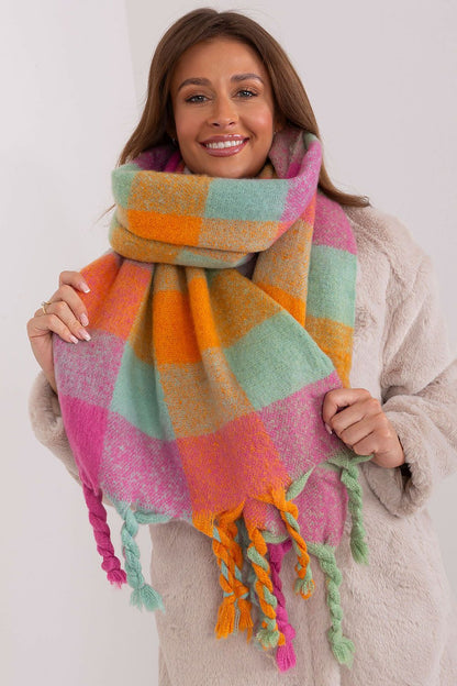 Colorful Plaid Tassel Shawl Scarf Polyester For Winter by AT