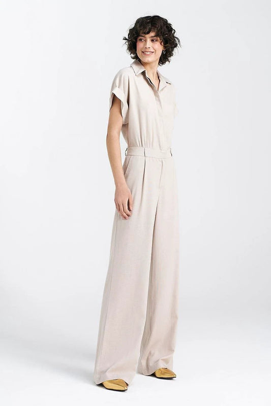 Suit Nife Regular-Cut Jumpsuit - Comfortable Blend of Viscose, Linen, and Cotton with V-Neckline by Nife